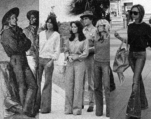 Mens Denim Bell Bottoms Flares Jeans Flared Beatles Hippie vtg 60s 70s  Indie NEW