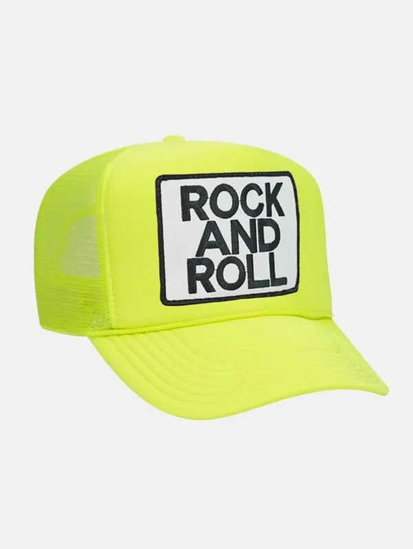 Rock & Roll Bolt Vintage Trucker Hat - Neon Yellow-AVIATOR NATION-Over the Rainbow