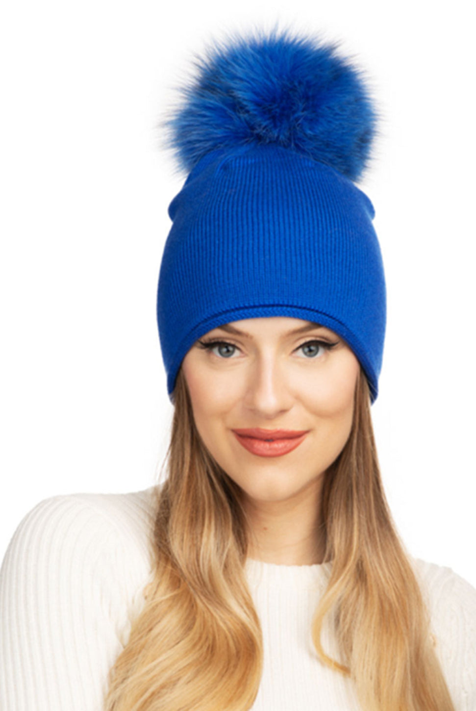 Glossy Knit Hat - Sport Blue-Lindo F-Over the Rainbow