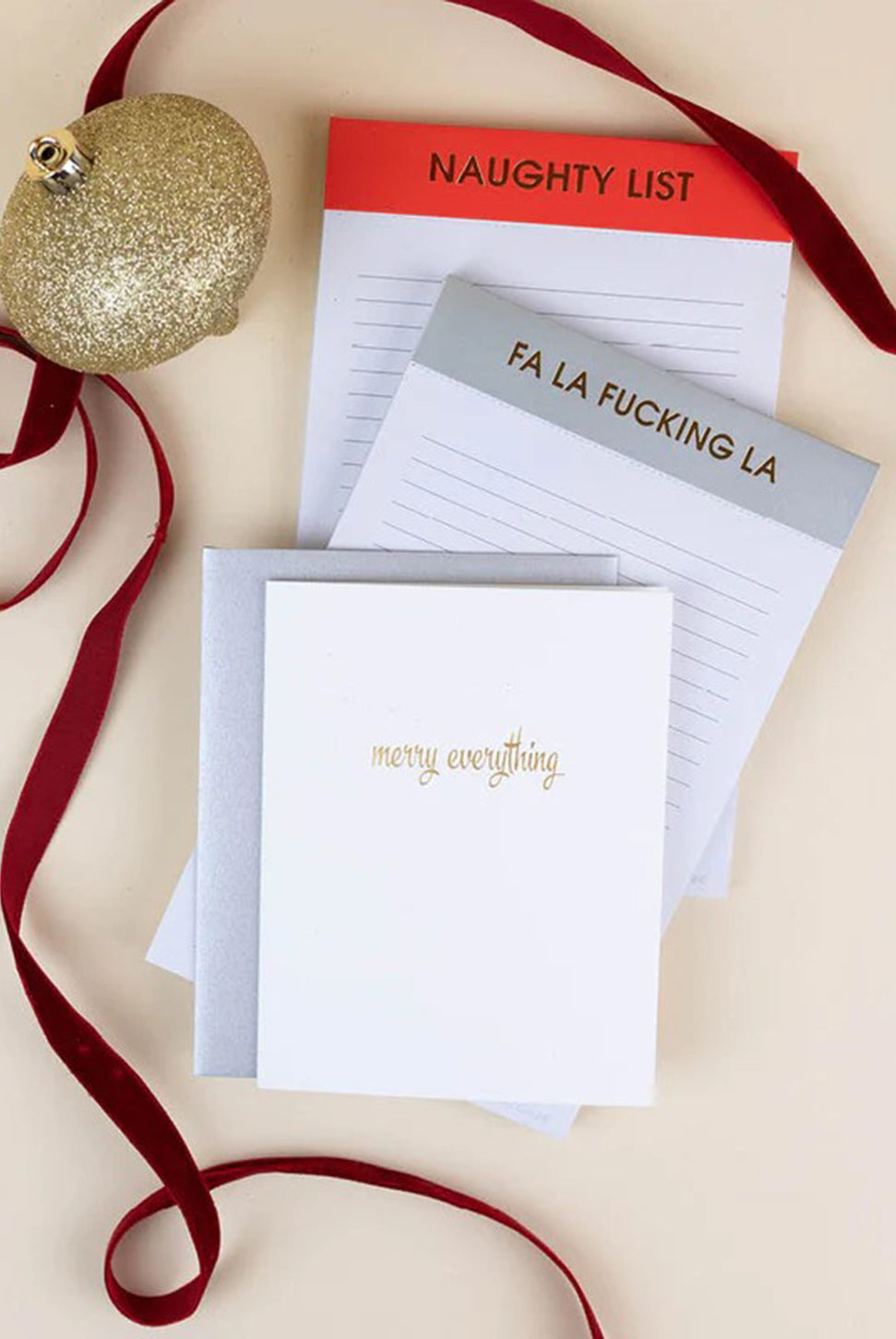 Letterpress Card - Merry Everything-CHEZ GAGNE LETTERPRESS-Over the Rainbow