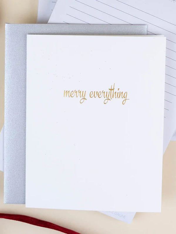 Letterpress Card - Merry Everything-CHEZ GAGNE LETTERPRESS-Over the Rainbow