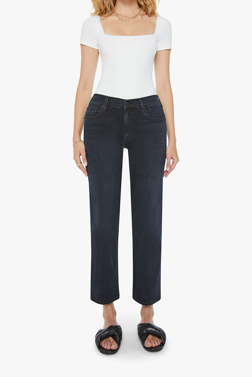 The Mid Rise Rambler Zip Ankle Jean - Night In Venice-Mother-Over the Rainbow