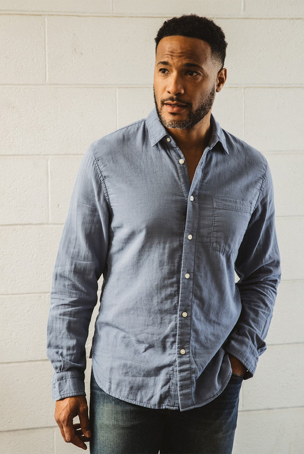 The Ripper Double Gauze Shirt - Matte Blue-HIROSHI KATO-Over the Rainbow