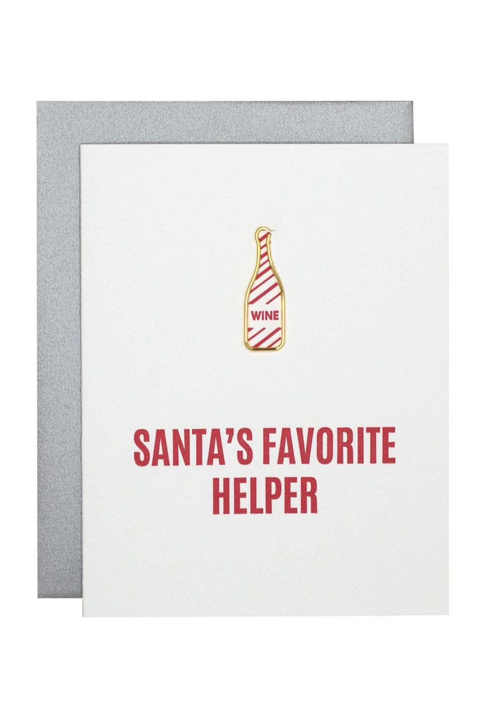 Santa's Fave Helper Paper Clip Letterpress Card-CHEZ GAGNE LETTERPRESS-Over the Rainbow