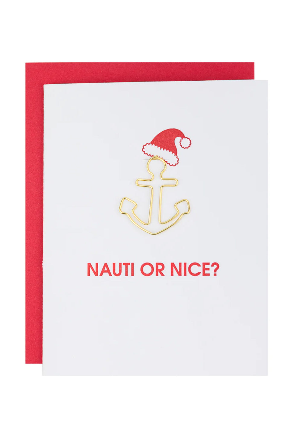 Nauti or Nice Holiday - Paper Clip Letterpress Card-CHEZ GAGNE LETTERPRESS-Over the Rainbow