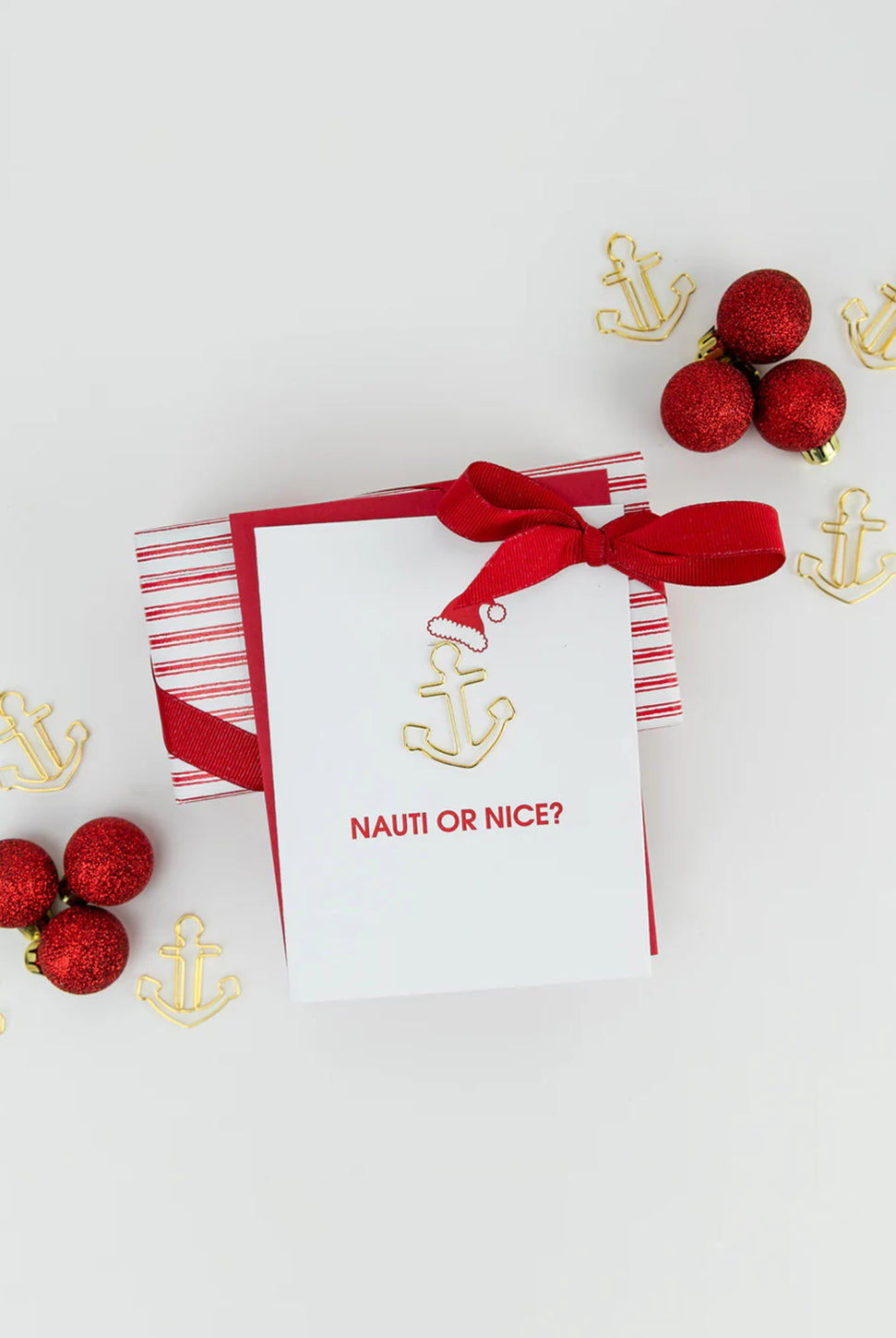 Nauti or Nice Holiday - Paper Clip Letterpress Card-CHEZ GAGNE LETTERPRESS-Over the Rainbow