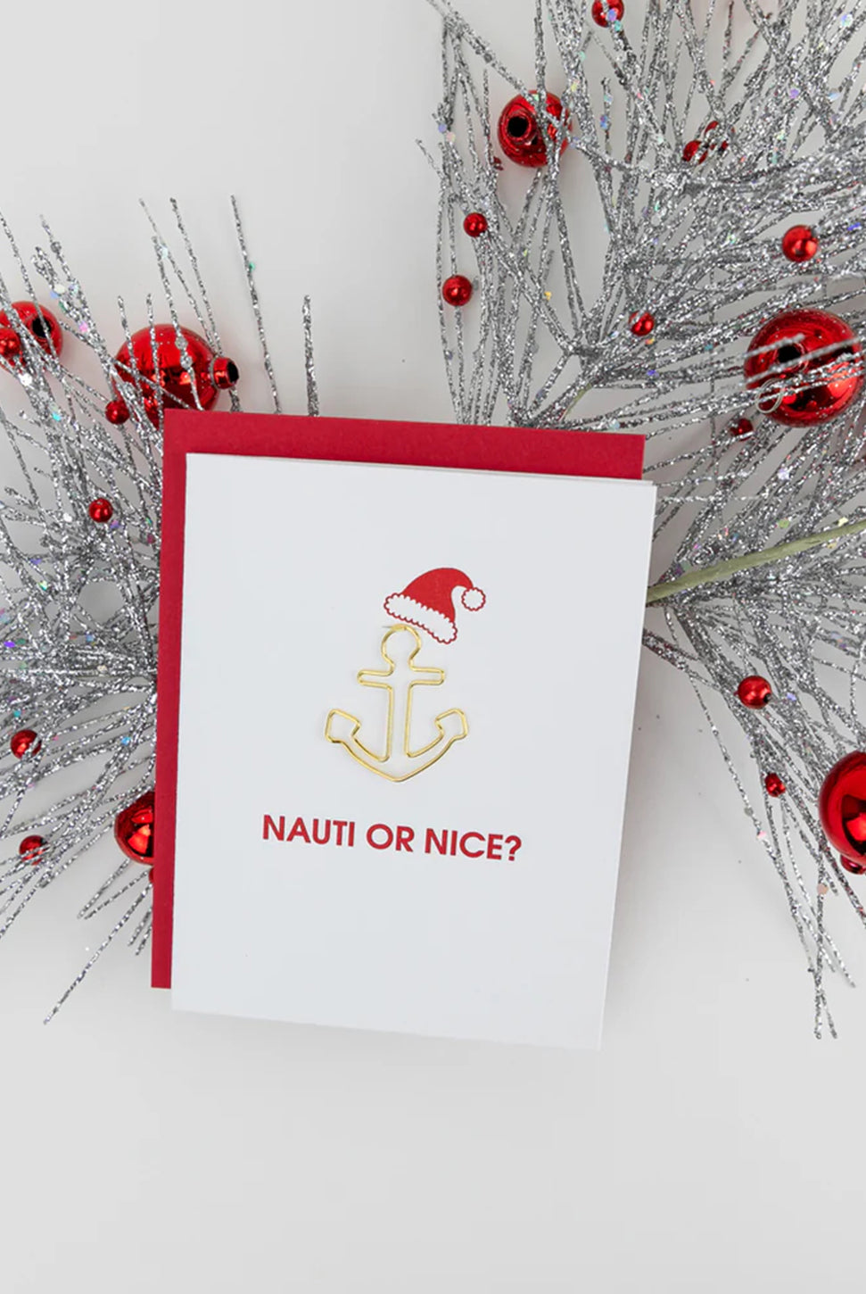 Nauti or Nice Holiday - Paper Clip Letterpress Card-CHEZ GAGNE LETTERPRESS-Over the Rainbow