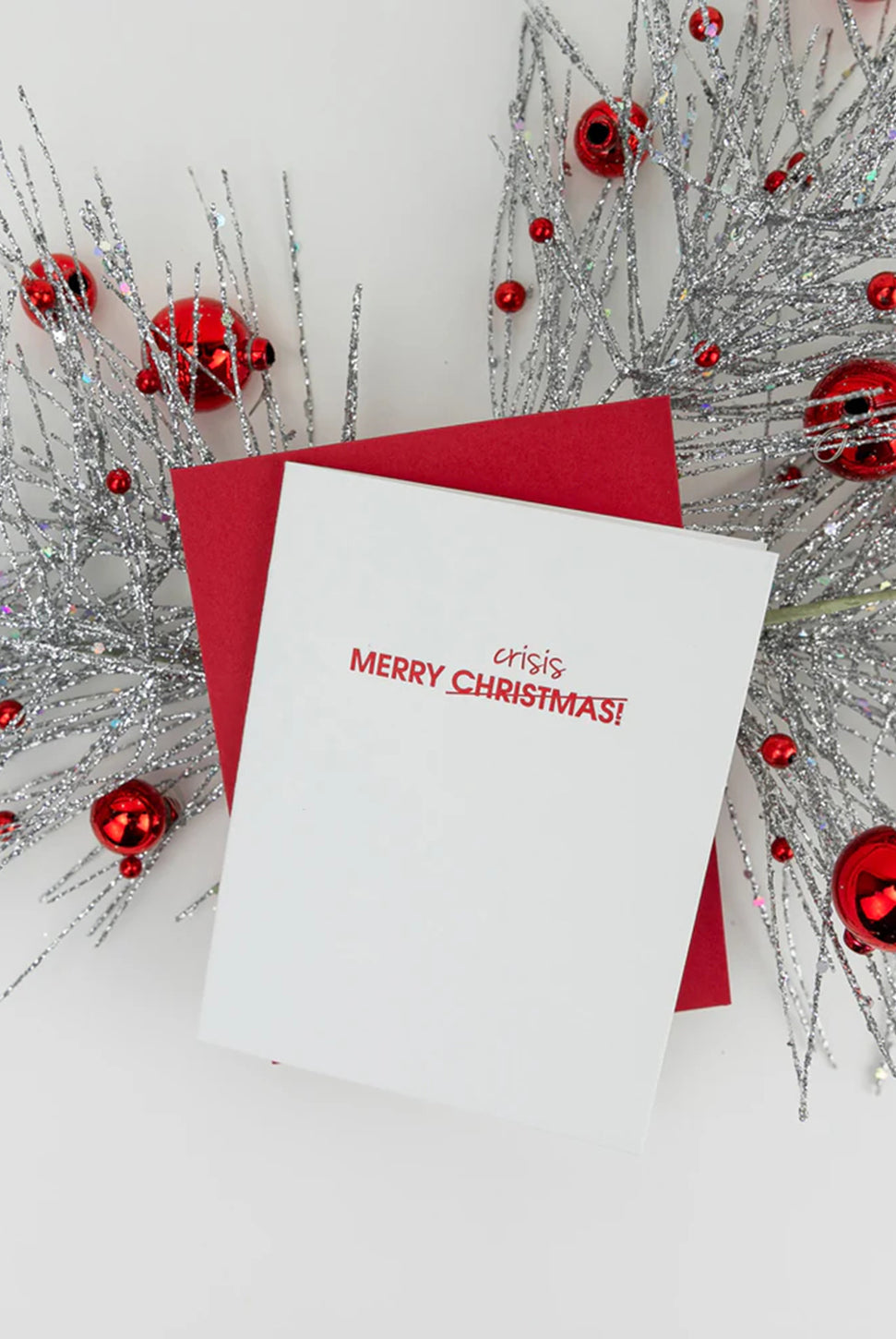 Merry Christmas Crisis - Letterpress Card-CHEZ GAGNE LETTERPRESS-Over the Rainbow