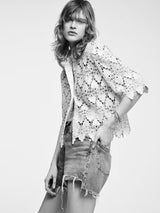 Lace Button Up Shirt - Ecru-FRAME-Over the Rainbow