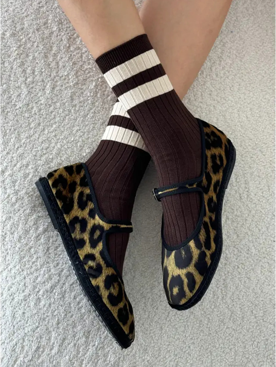 Her Socks Varsity - Espresso-LE BON SHOPPE-Over the Rainbow