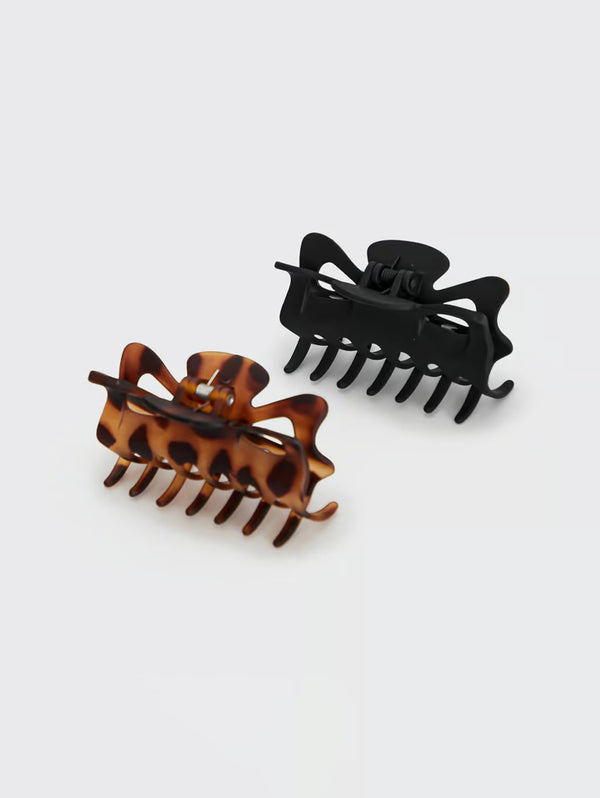 Large Claw Clip (2 Pack) - Black Tort-KITSCH-Over the Rainbow