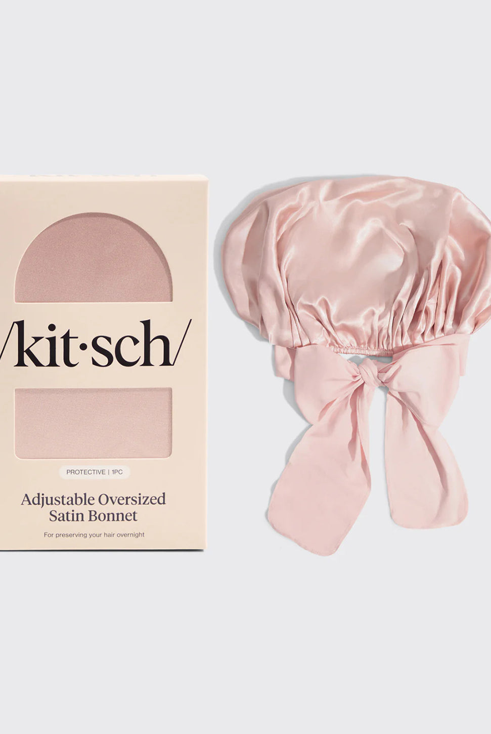 Adjustable Oversized Satin Bonnet - Blush-KITSCH-Over the Rainbow