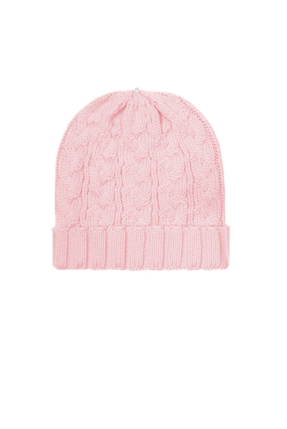 Charlie Cable Knit Hat - Petal Pink-Lindo F-Over the Rainbow