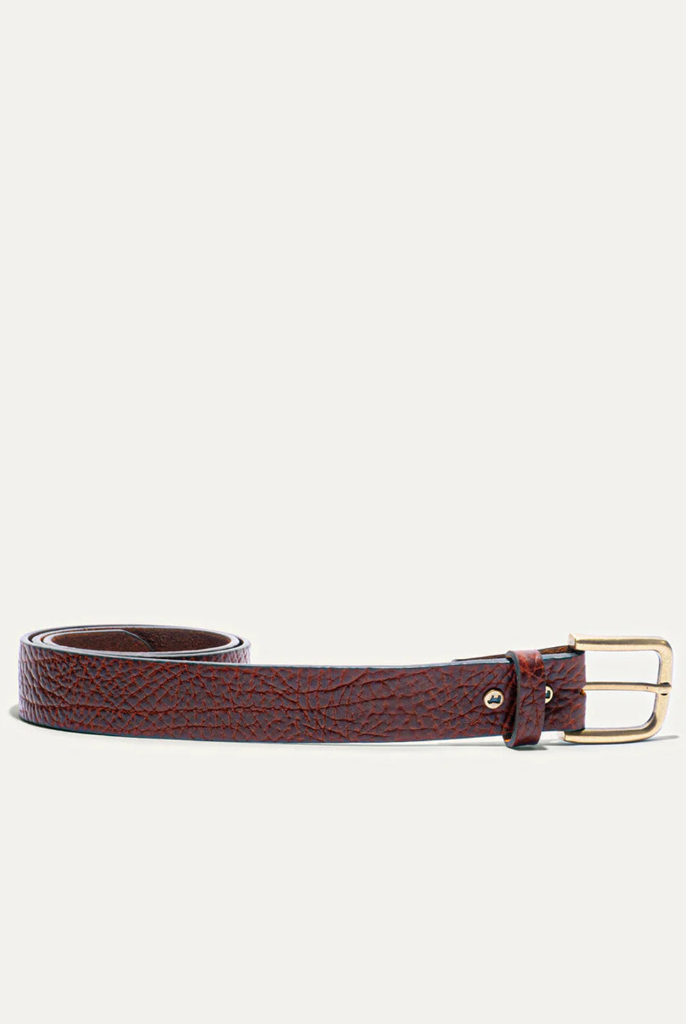Shrunken American Bison Leather Belt - Cognac-WILL-Over the Rainbow