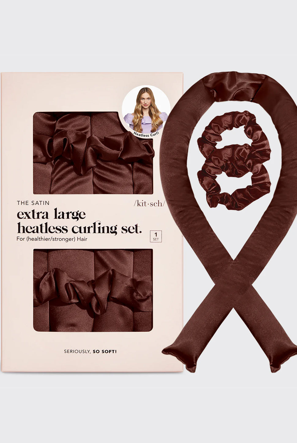 XL Satin Heatless Curling Set - Chocolate-KITSCH-Over the Rainbow