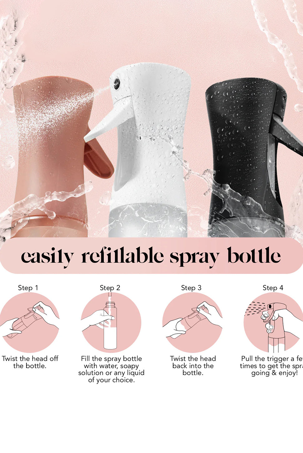 Recycled Plastic Continuous Spray Bottle - White-KITSCH-Over the Rainbow