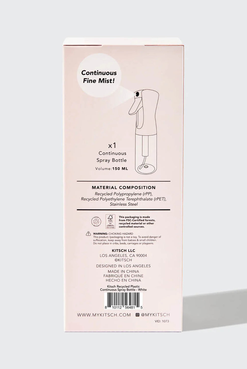 Recycled Plastic Continuous Spray Bottle - White-KITSCH-Over the Rainbow