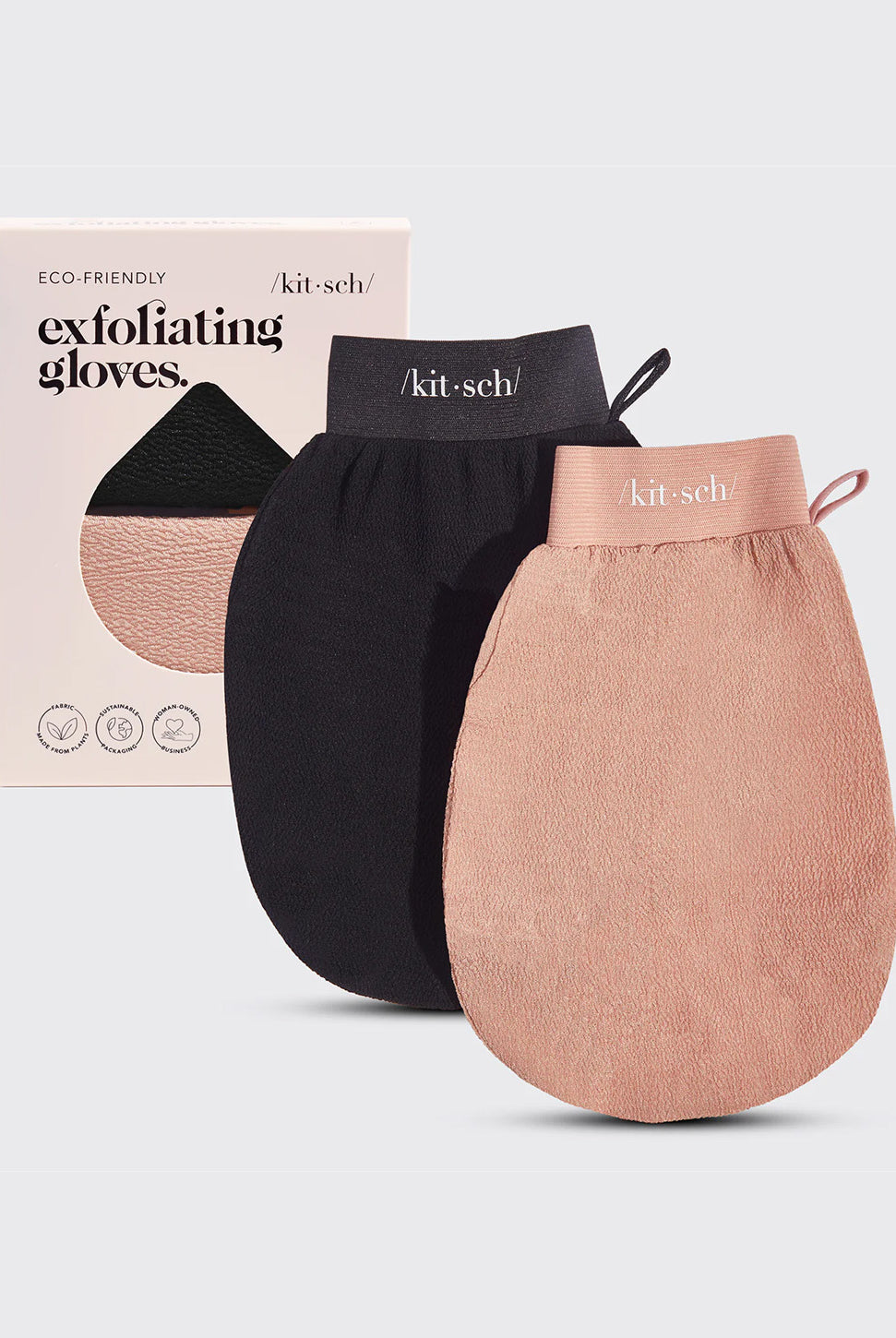Exfoliating Gloves 2pc Set - Black & Terracotta-KITSCH-Over the Rainbow