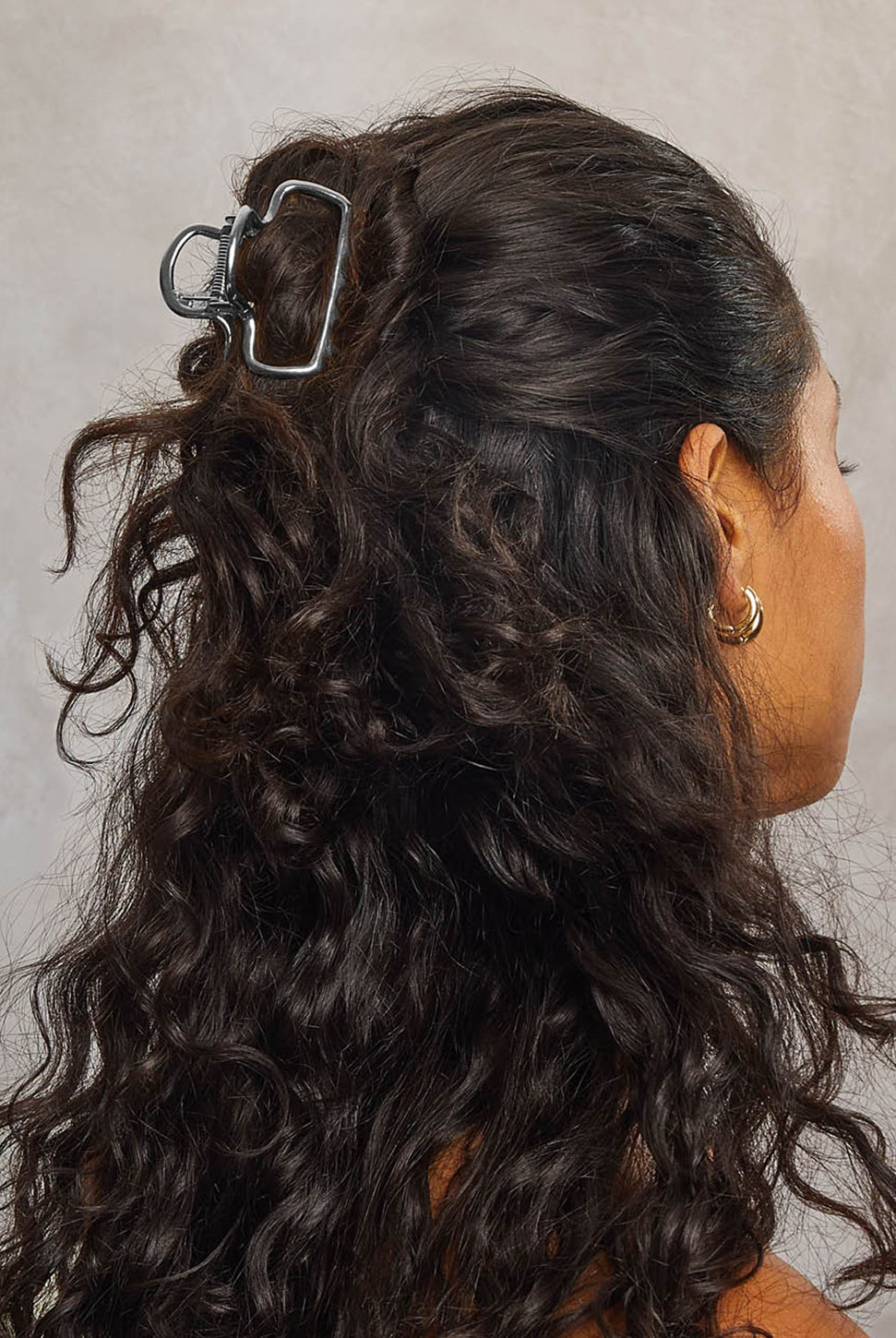 Open Shape Medium Claw Clip - Hematite-KITSCH-Over the Rainbow