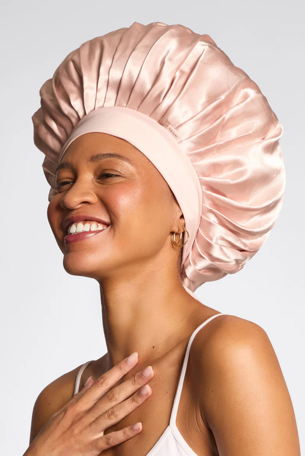 Adjustable Oversized Satin Bonnet - Blush-KITSCH-Over the Rainbow