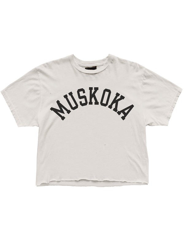 Muskoka Arch Boyfriend Crop T-Shirt - Vintage White-Retro Brand Black Label-Over the Rainbow