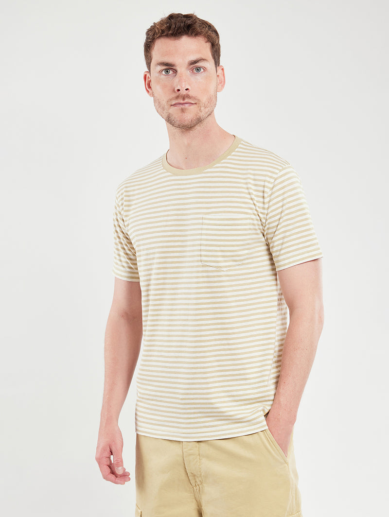 Stripe Linen Tee - Pale Olive/Nature-Armor Lux-Over the Rainbow