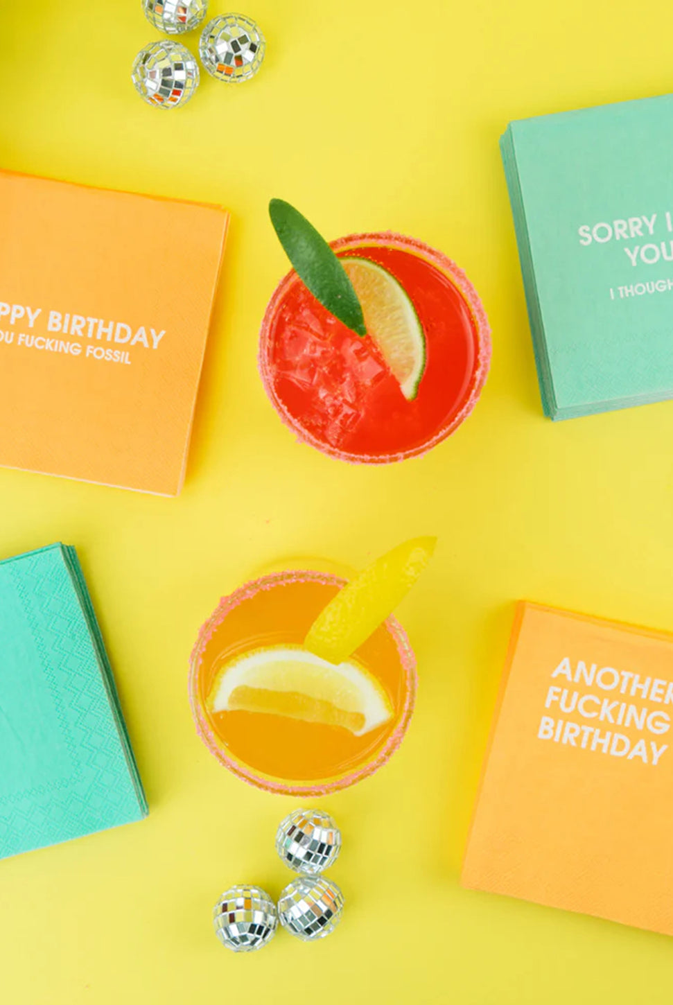 Happy Birthday You Fucking Fossil - Cocktail Napkin-CHEZ GAGNE LETTERPRESS-Over the Rainbow
