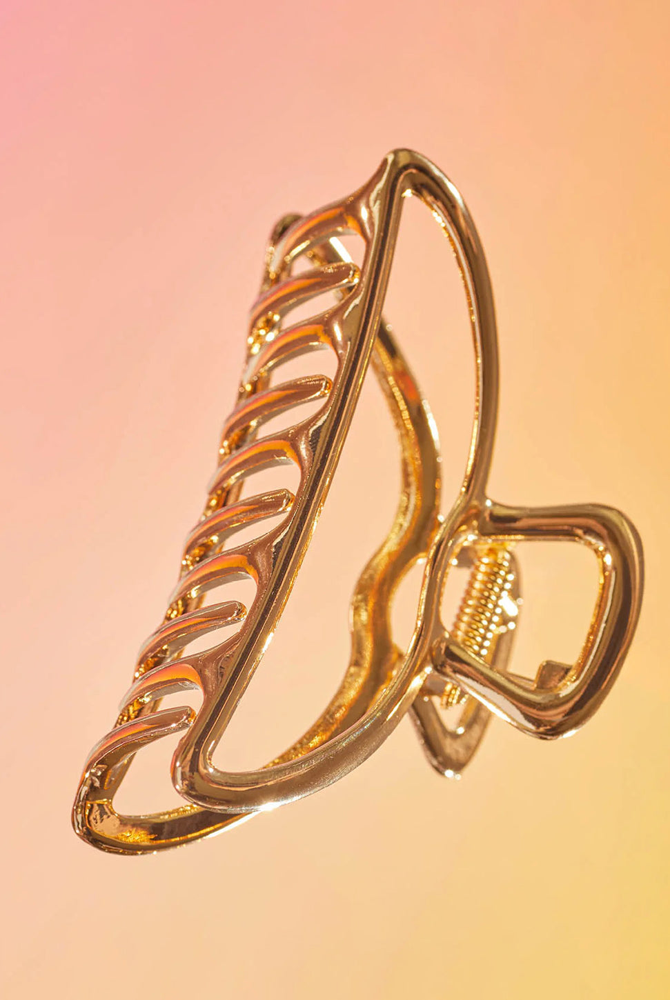 Open Shape Medium Claw Clip - Gold-KITSCH-Over the Rainbow