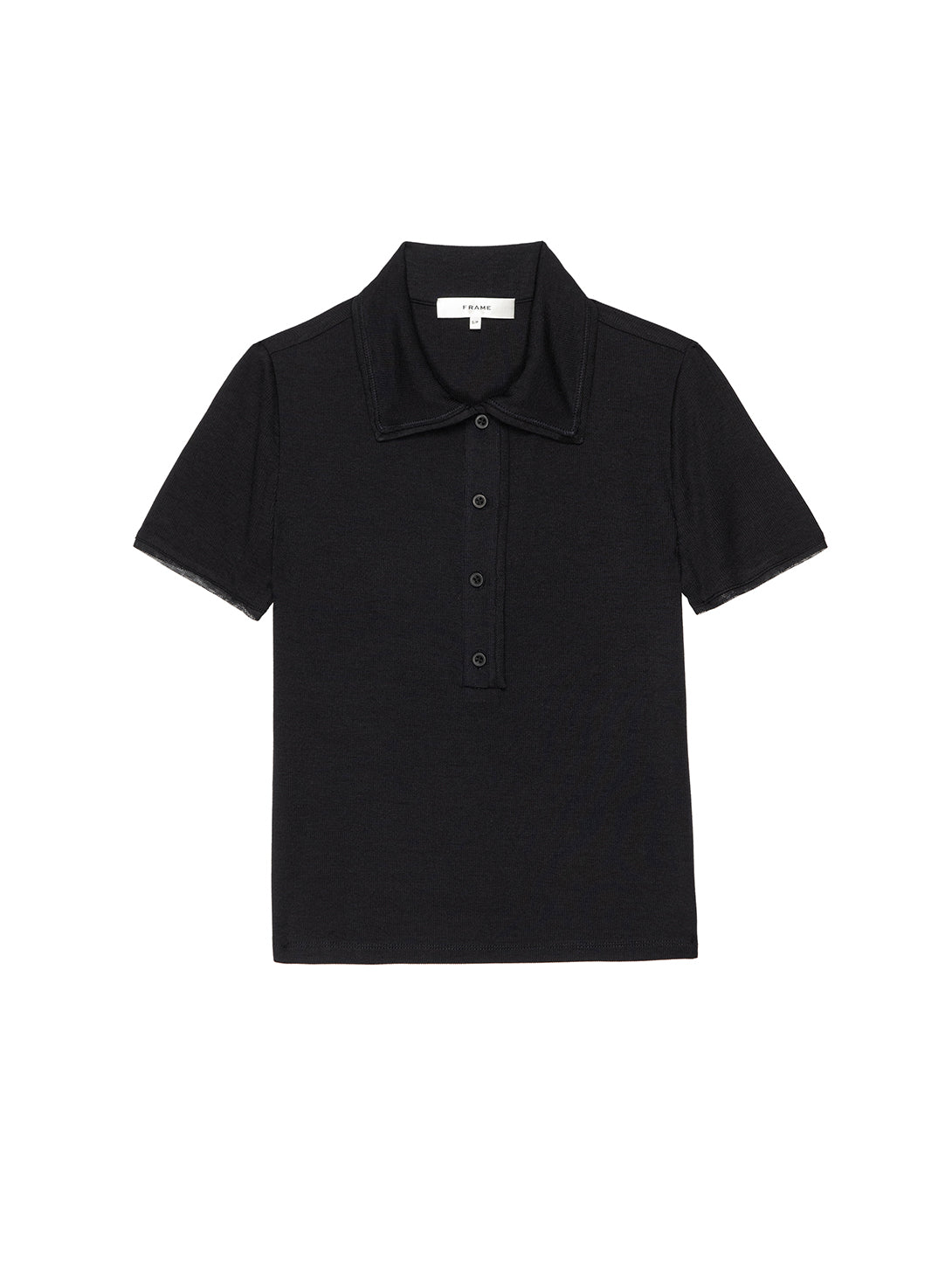 フィジークフレーム　 Sharp Collar Zip Polo - BLACK Black Carnaby Circle Zip Cotton Polo Shirt ‐ Phix