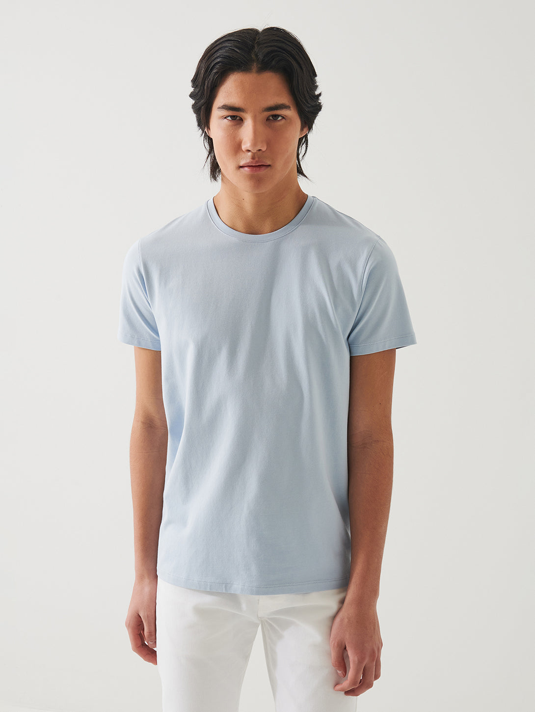 Iconic Pima Crew Neck T-Shirt - Blue Ice-Patrick Assaraf-Over the Rainbow