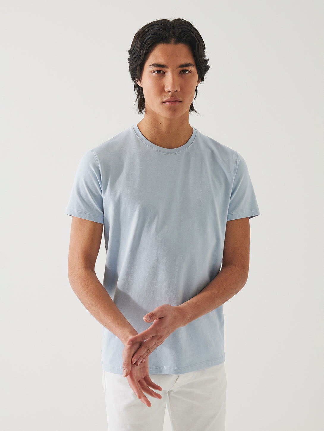 Iconic Pima Crew Neck T-Shirt - Blue Ice-Patrick Assaraf-Over the Rainbow