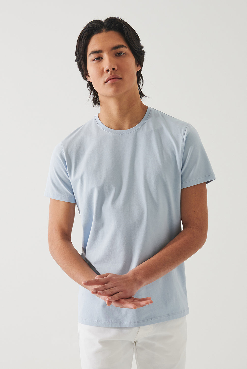Iconic Pima Crew Neck T-Shirt - Blue Ice-Patrick Assaraf-Over the Rainbow