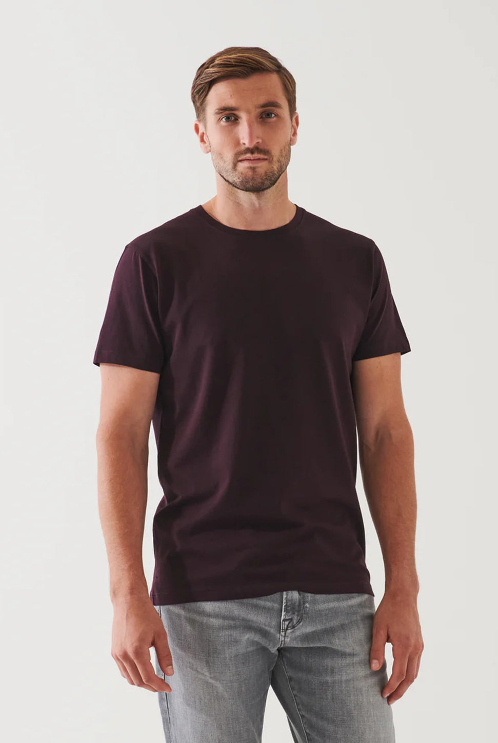 Iconic Pima Crew Neck T-Shirt - Bordeaux-Patrick Assaraf-Over the Rainbow