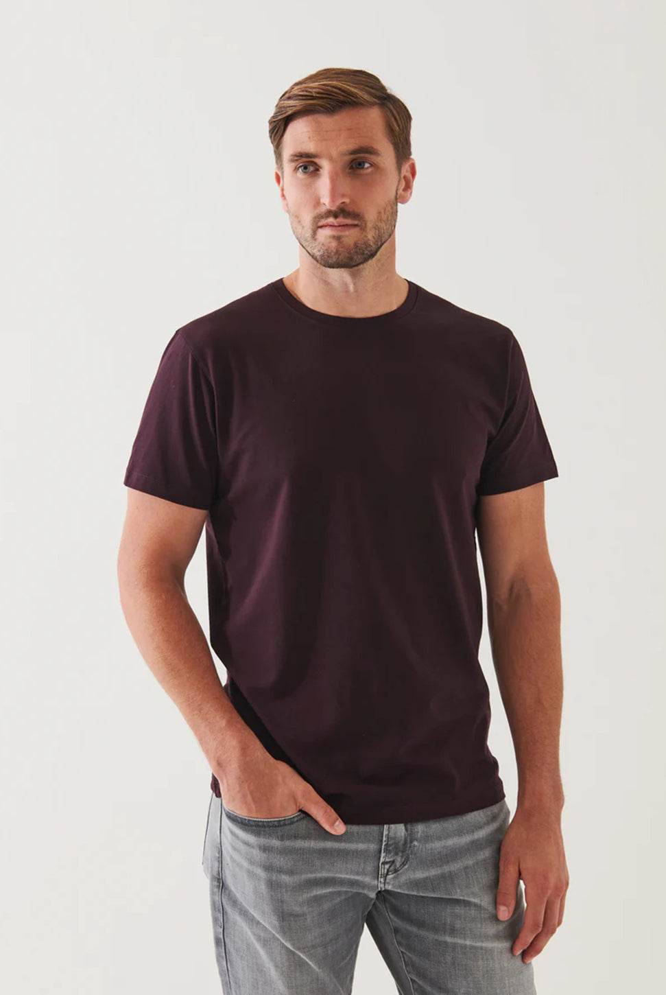 Iconic Pima Crew Neck T-Shirt - Bordeaux-Patrick Assaraf-Over the Rainbow