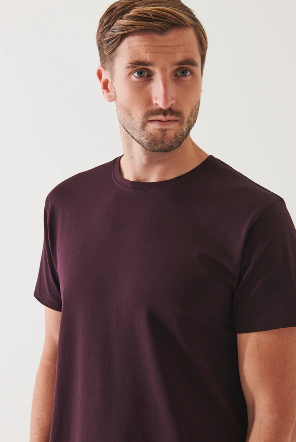 Iconic Pima Crew Neck T-Shirt - Bordeaux-Patrick Assaraf-Over the Rainbow