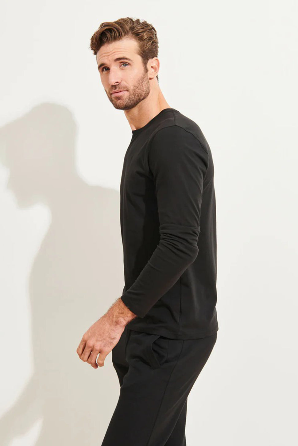 Iconic Pima Long Sleeve Crew T-Shirt-Patrick Assaraf-Over the Rainbow