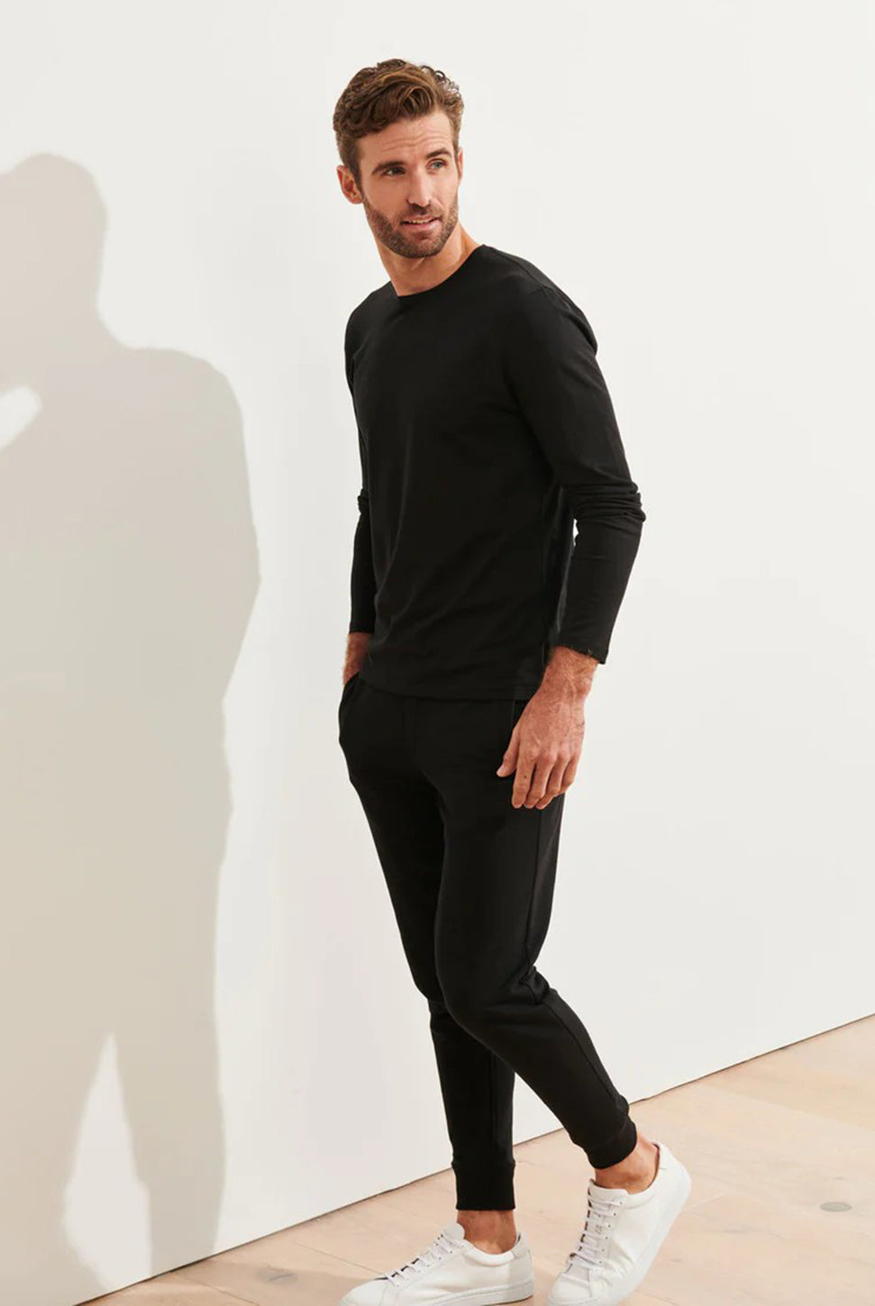 Iconic Pima Long Sleeve Crew T-Shirt-Patrick Assaraf-Over the Rainbow