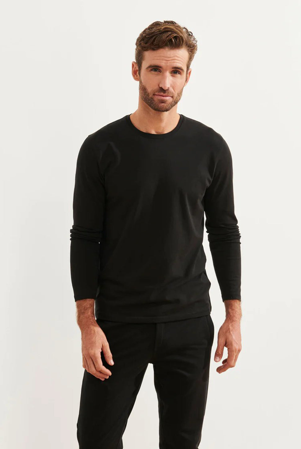 Iconic Pima Long Sleeve Crew T-Shirt-Patrick Assaraf-Over the Rainbow