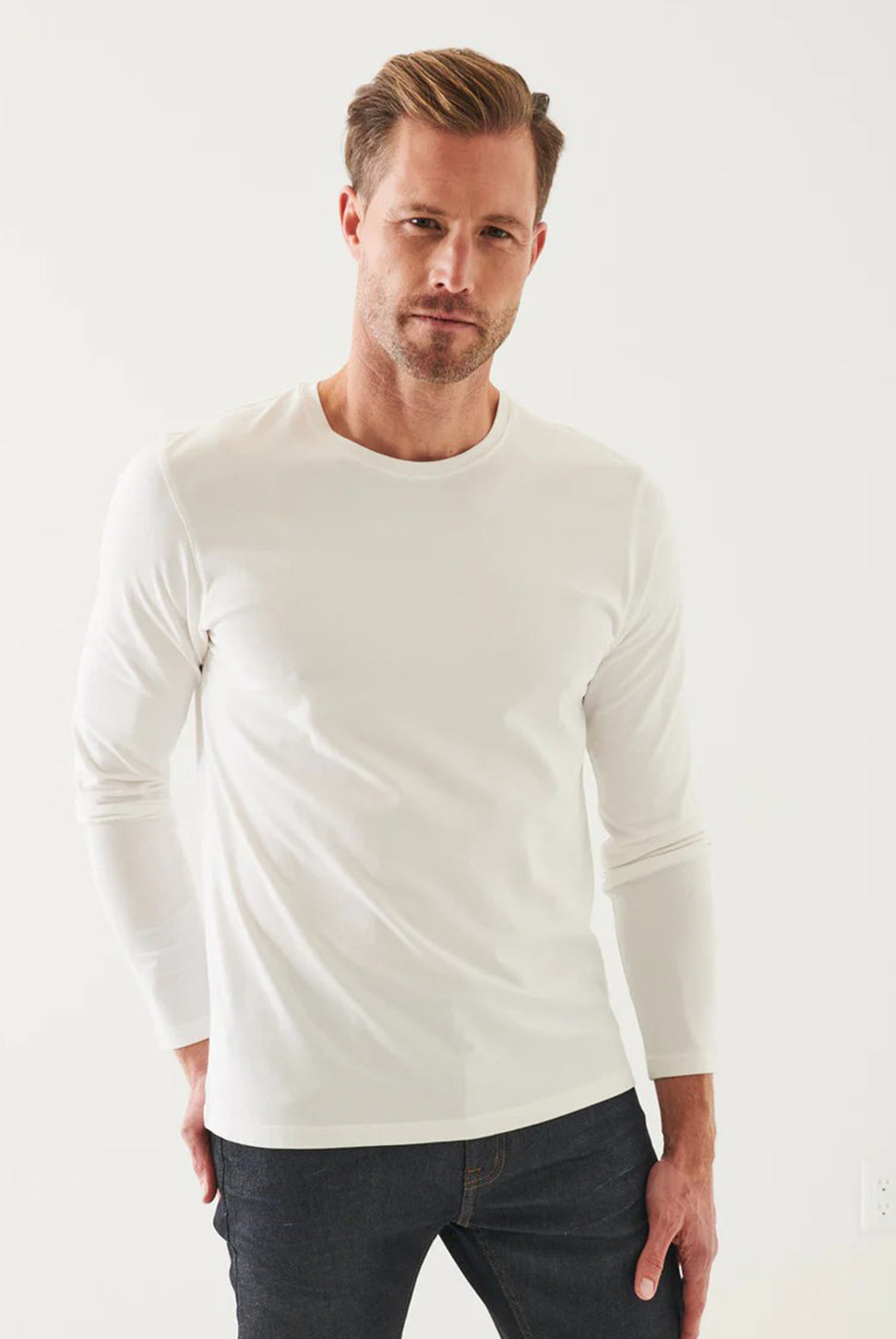Iconic Pima Long Sleeve Crew T-Shirt-Patrick Assaraf-Over the Rainbow