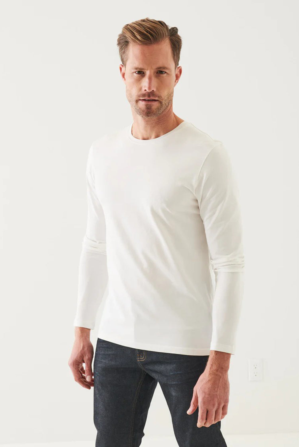 Iconic Pima Long Sleeve Crew T-Shirt-Patrick Assaraf-Over the Rainbow