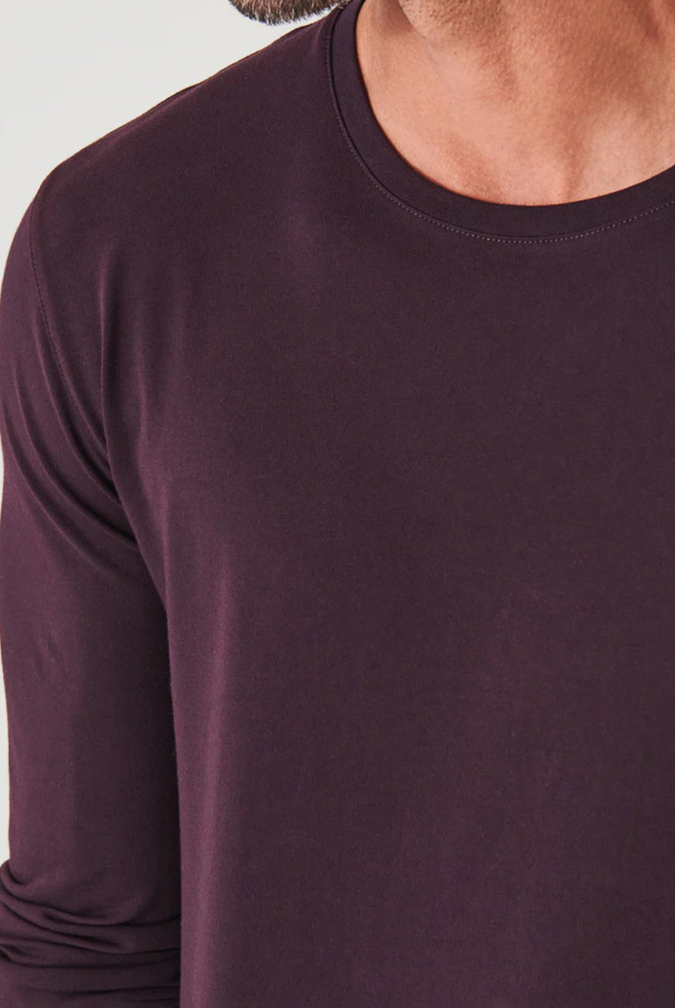 Pima Cotton Stretch Long Sleeve Tee - Bordeaux-Patrick Assaraf-Over the Rainbow