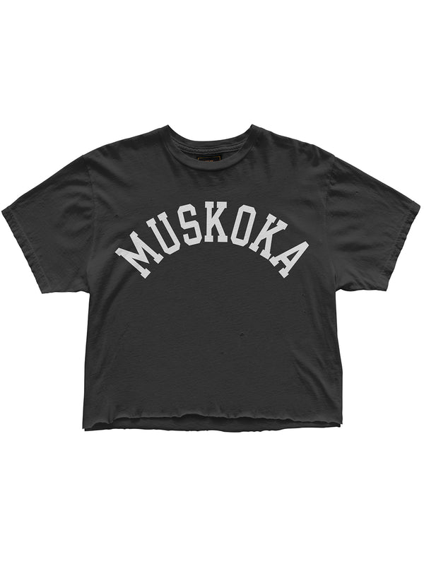 Muskoka Arch Boyfriend Crop T-Shirt - Vintage Black-Retro Brand Black Label-Over the Rainbow