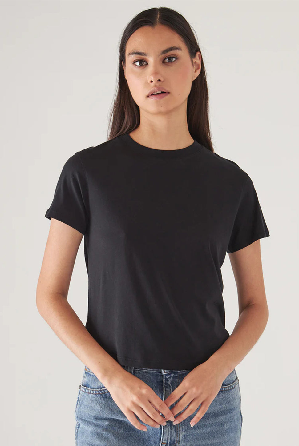 Short Sleeve Pima Classic Baby Tee - Black-Patrick Assaraf-Over the Rainbow