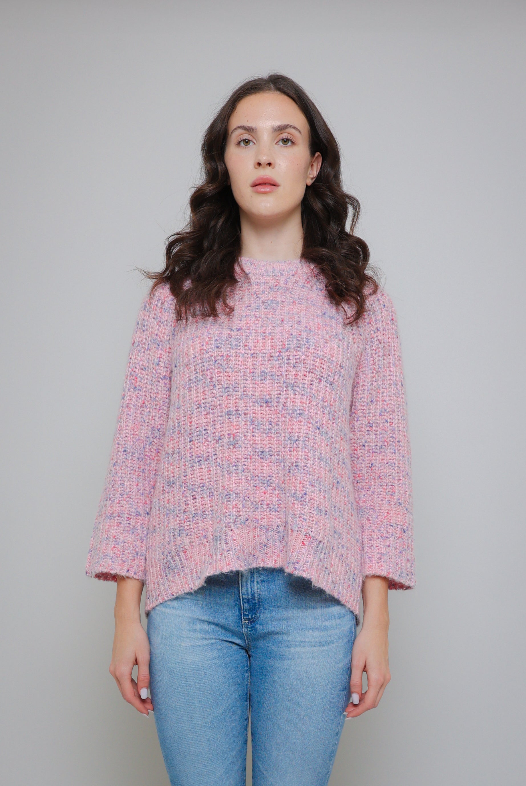 Shaker 3/4 Sleeve Hi Lo Crew - Birthday Cake-AUTUMN CASHMERE-Over the Rainbow