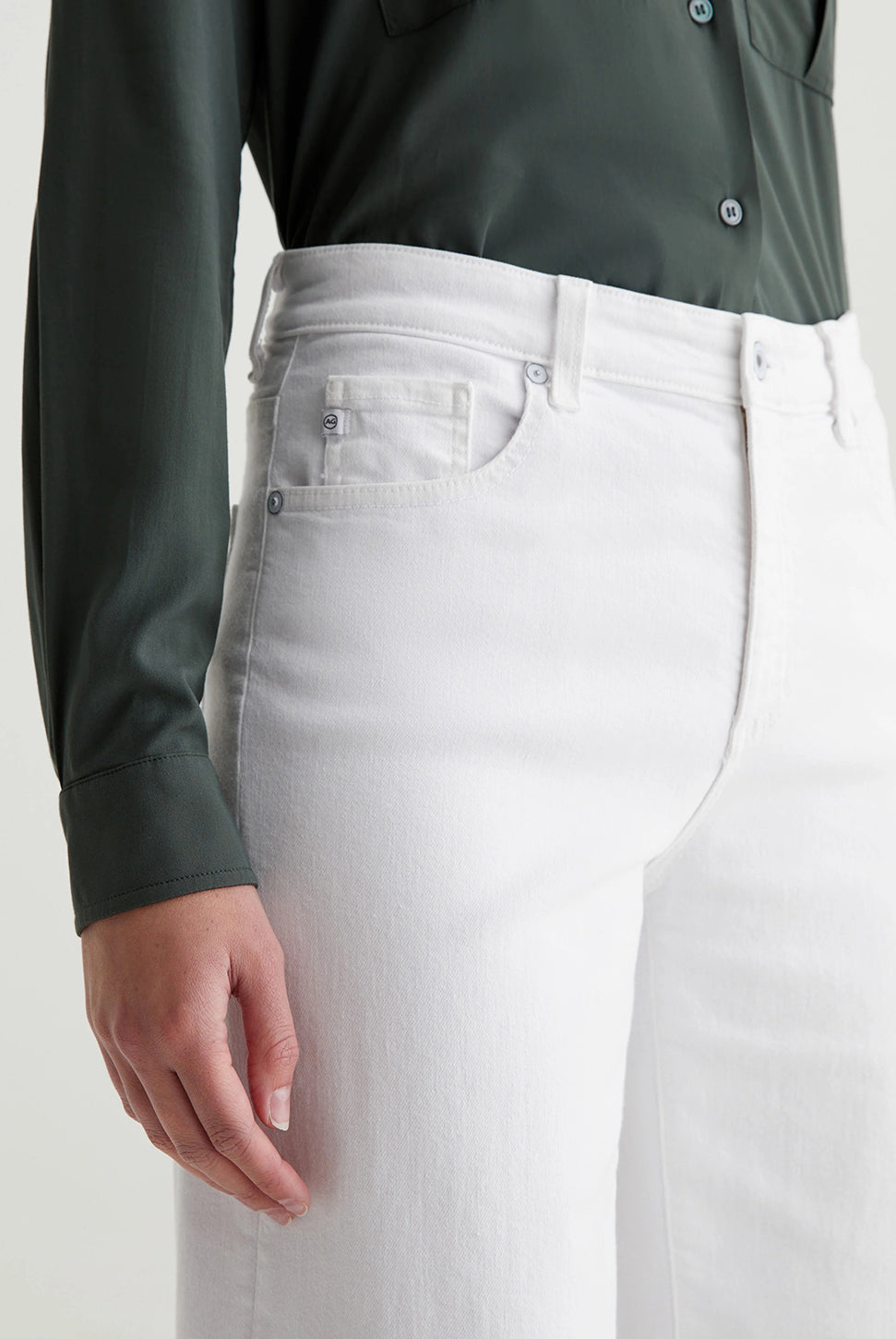 Saige Wide Crop Jean - Gallery White-AG Jeans-Over the Rainbow