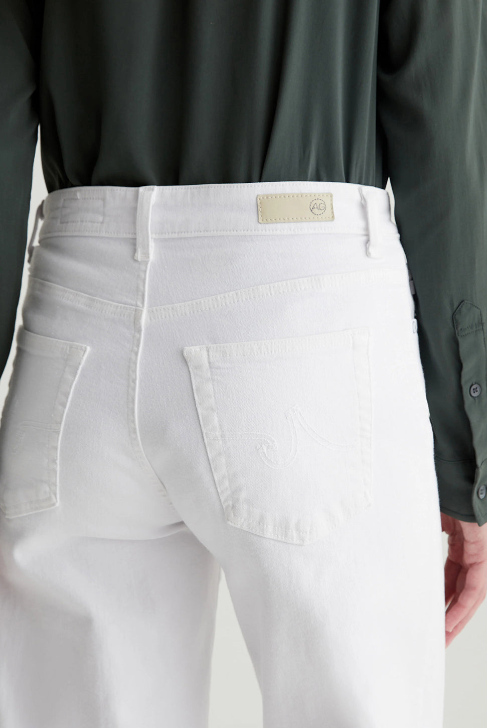 Saige Wide Crop Jean - Gallery White-AG Jeans-Over the Rainbow