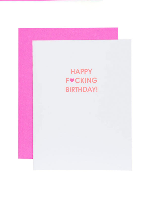 Happy Fucking Birthday Heart - Letterpress Card-CHEZ GAGNE LETTERPRESS-Over the Rainbow