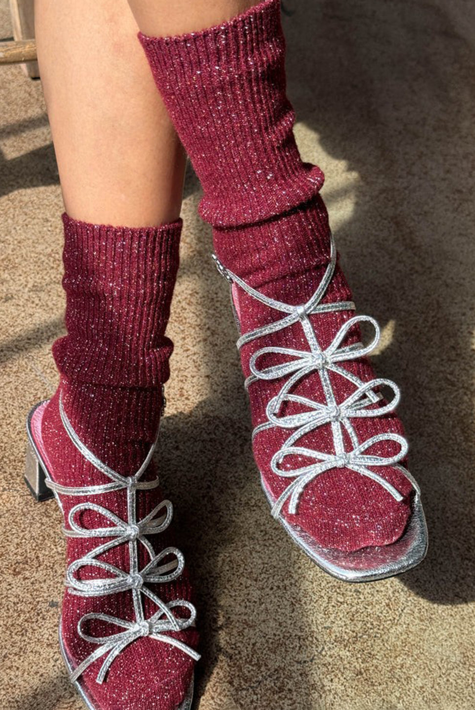 Winter Sparkle Socks - Wine-LE BON SHOPPE-Over the Rainbow