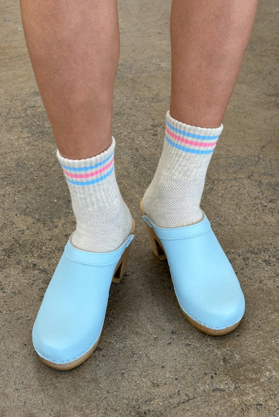 Embroidered Girlfriend Socks - Bright Grey-LE BON SHOPPE-Over the Rainbow