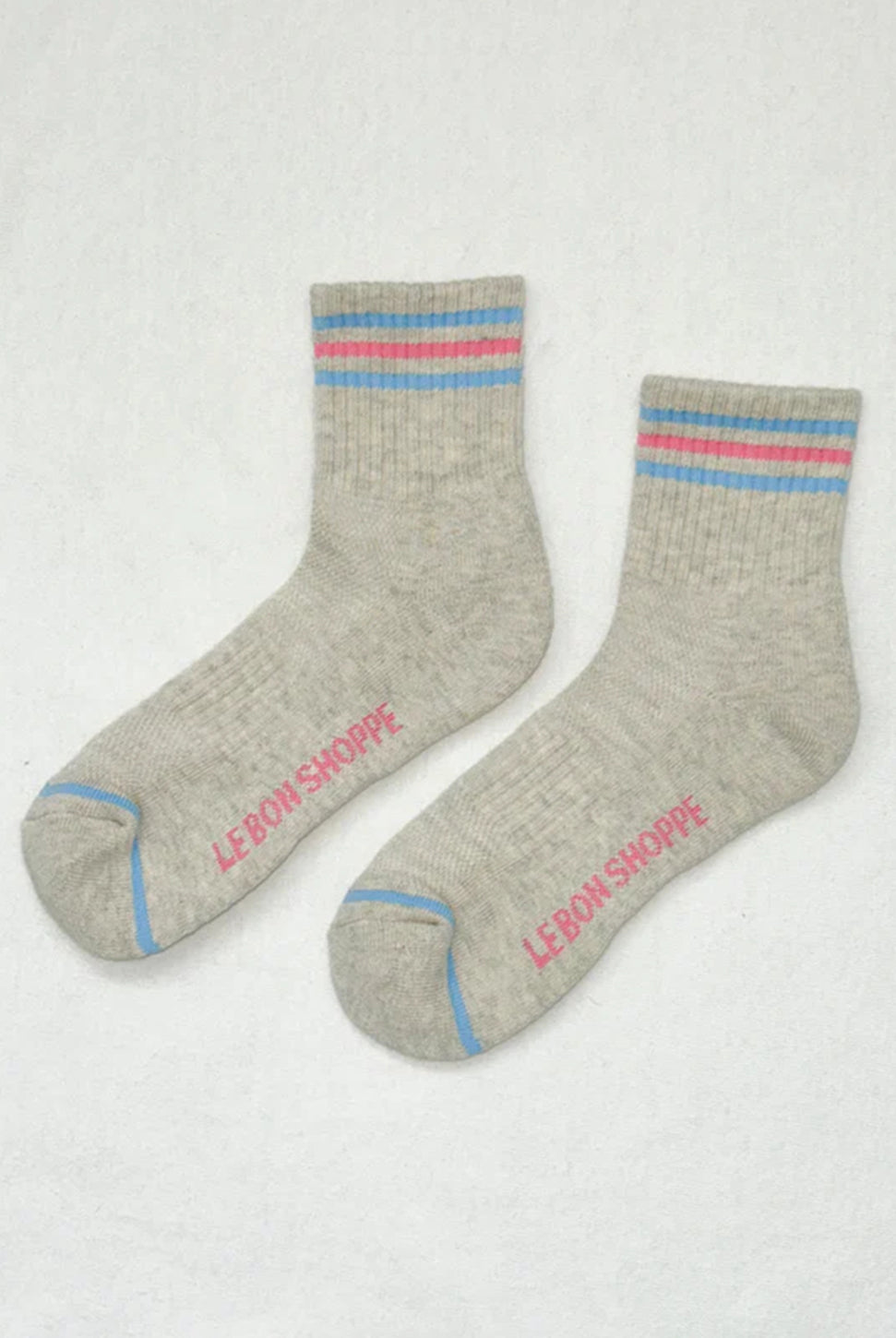 Embroidered Girlfriend Socks - Bright Grey-LE BON SHOPPE-Over the Rainbow